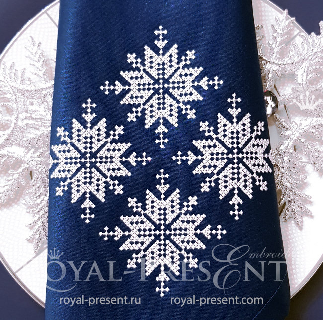 Snowflakes Cross-stitch Embroidery Design - 3 sizes RPE-1535