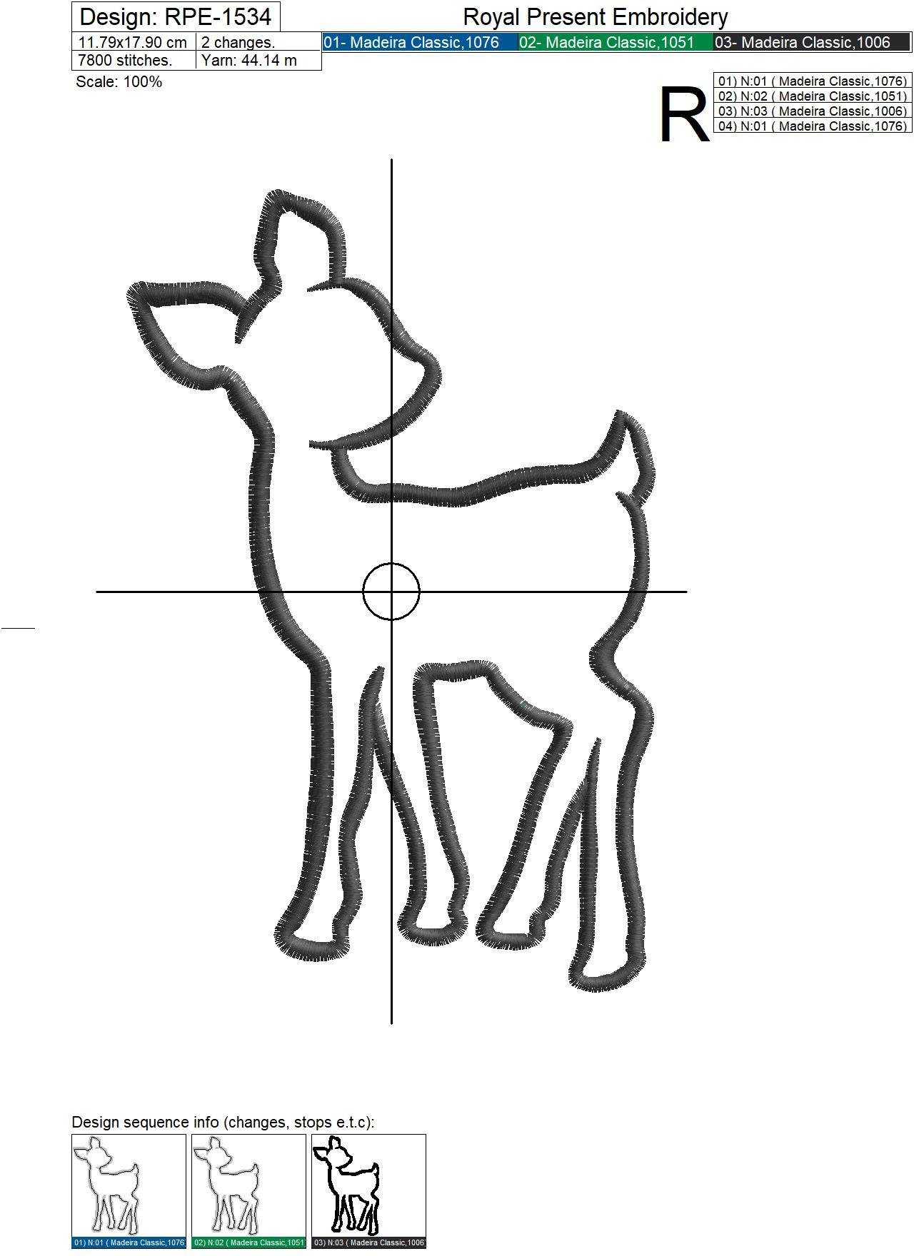 Fawn Applique machine embroidery design - 5 sizes