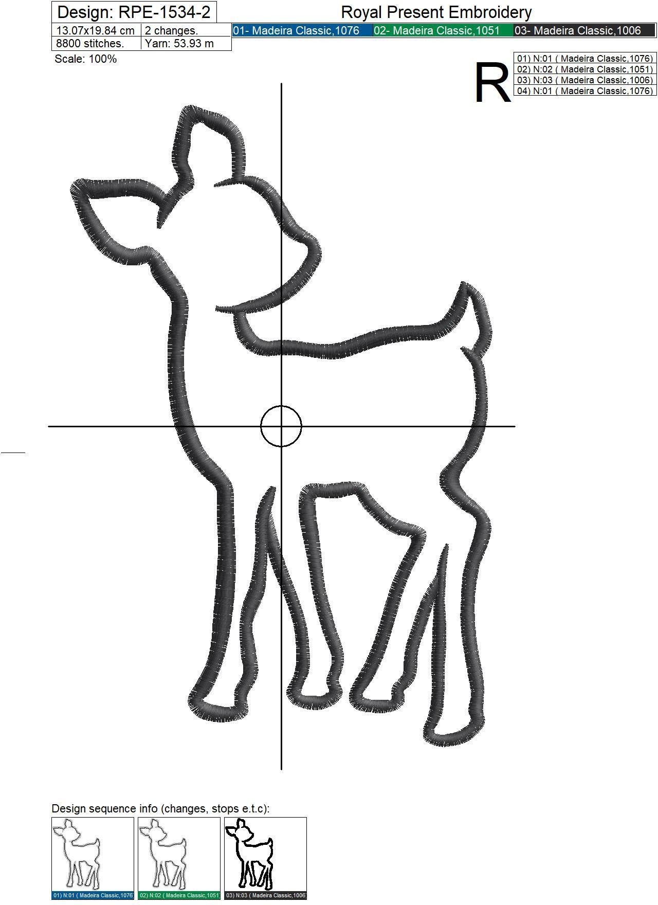 Fawn Applique machine embroidery design - 5 sizes