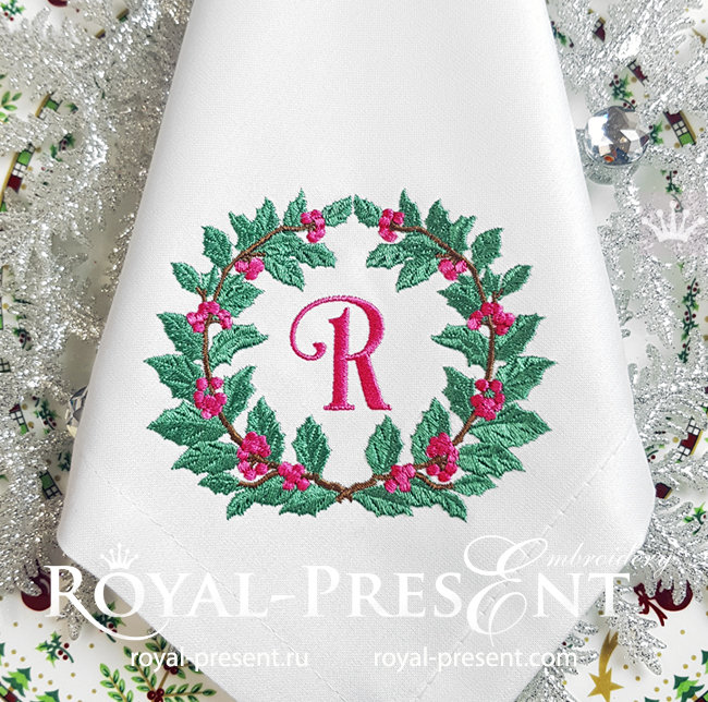 Holly Frame Machine Embroidery Design - 2 sizes RPE-1529