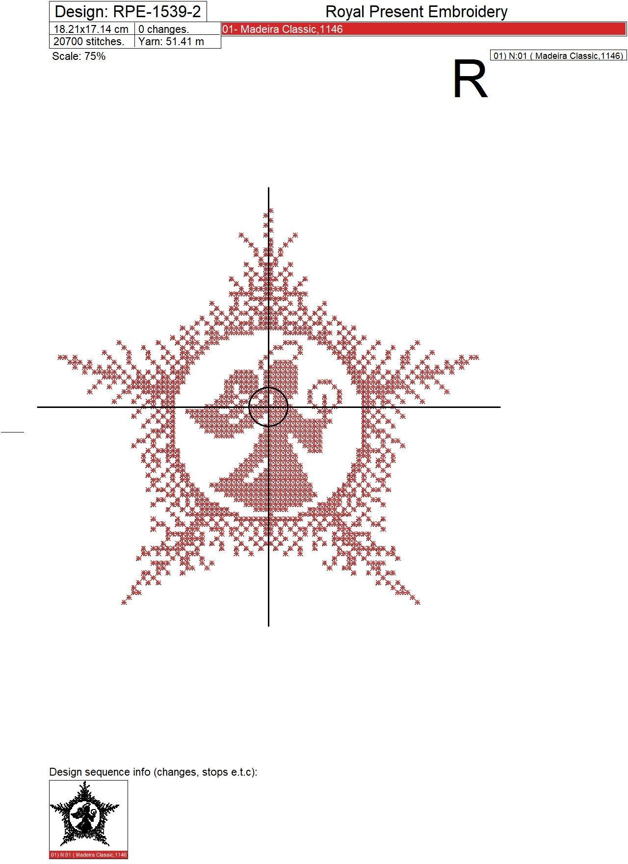 Christmas Angel Cross-stitch Machine Embroidery Design - 4 sizes