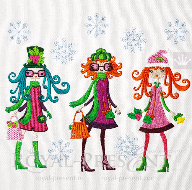 Winter Fashion Girls Machine Embroidery Designs RPE-1541