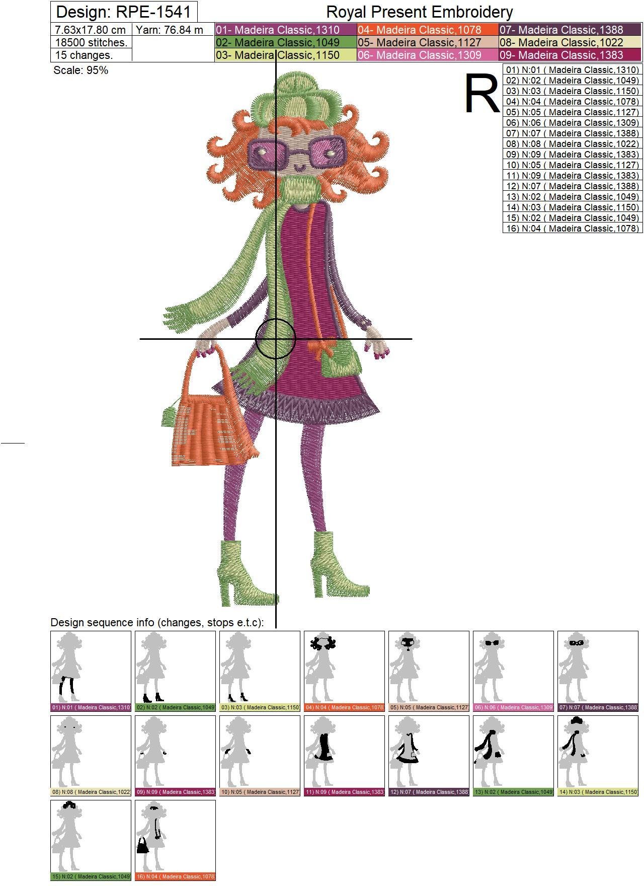 Winter Fashion Girls Machine Embroidery Designs