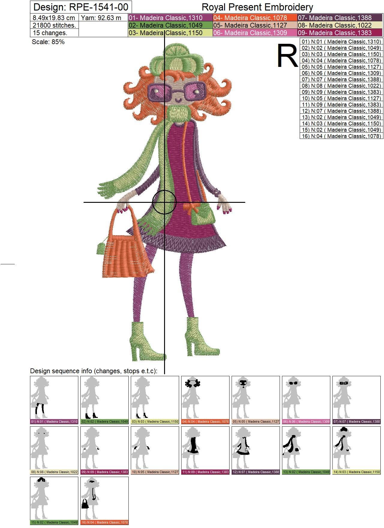 Winter Fashion Girls Machine Embroidery Designs