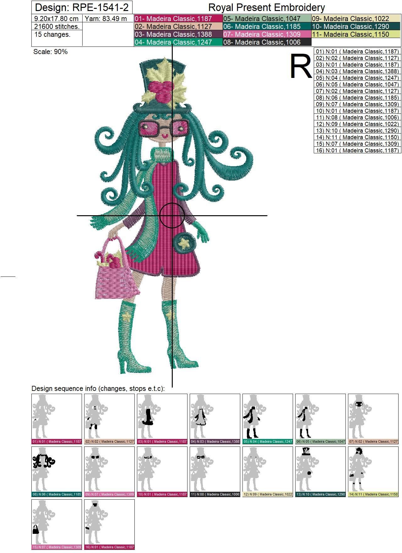 Winter Fashion Girls Machine Embroidery Designs