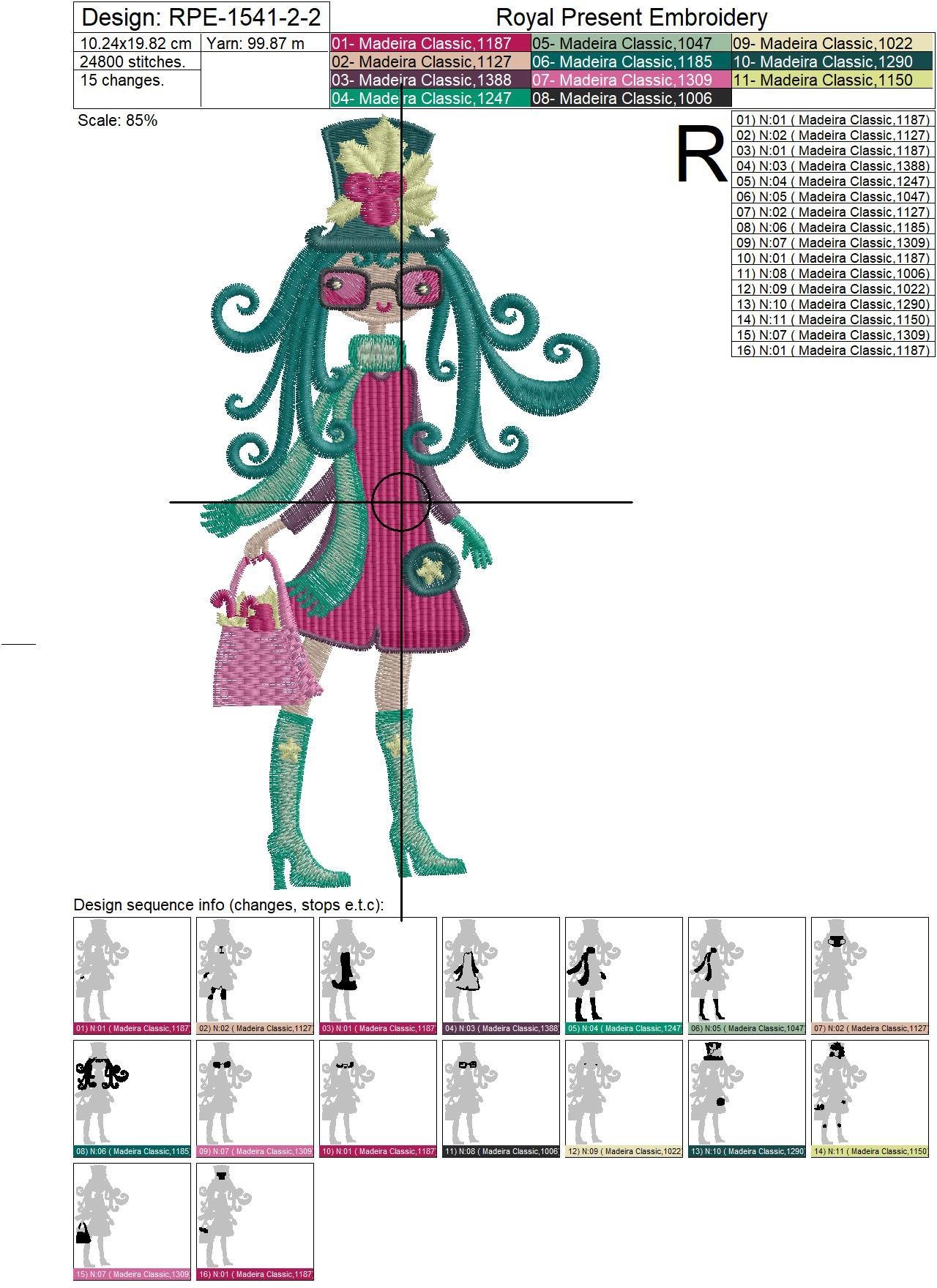 Winter Fashion Girls Machine Embroidery Designs