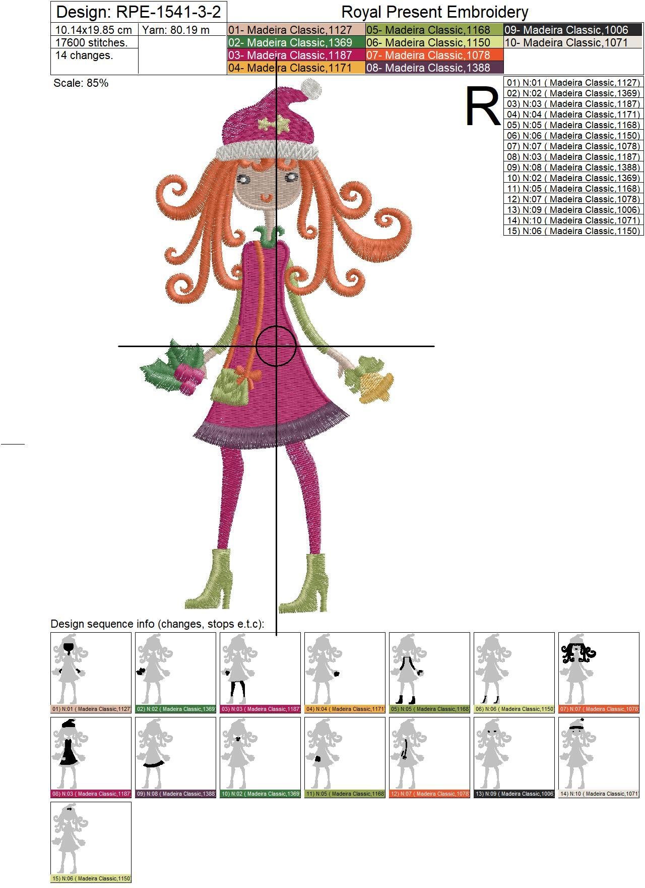 Winter Fashion Girls Machine Embroidery Designs