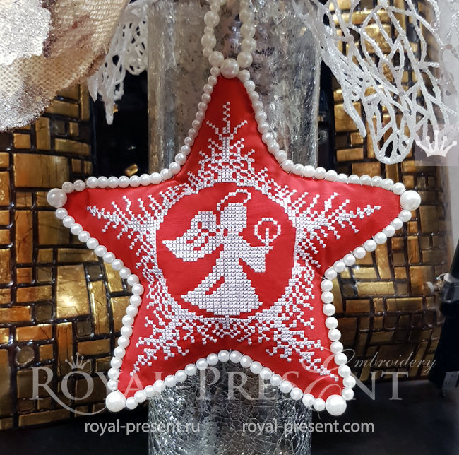 Christmas Angel Cross-stitch Machine Embroidery Design - 4 sizes RPE-1539