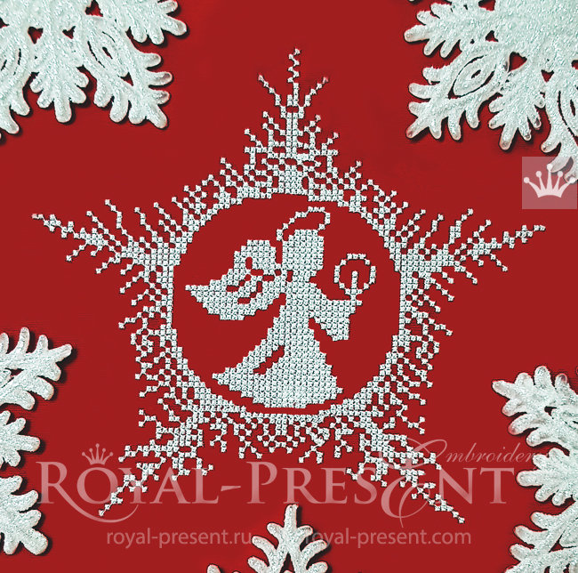 Christmas Angel Cross-stitch Machine Embroidery Design - 4 sizes