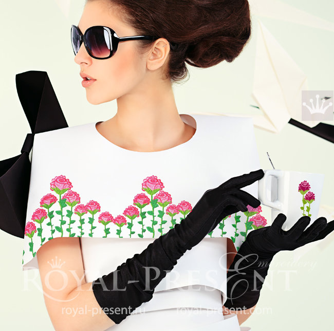 Roses border Machine Embroidery Design - 2 sizes RPE-1543