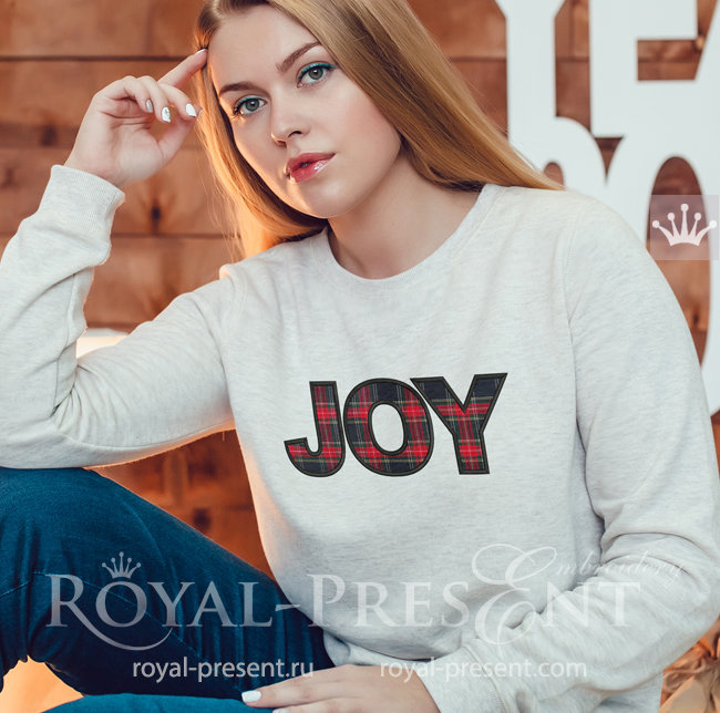 JOY Inscription Applique Machine Embroidery Design RPE-1552