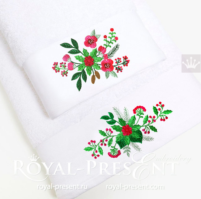 Christmas Bouquets Machine Embroidery Designs - 3 sizes RPE-1554