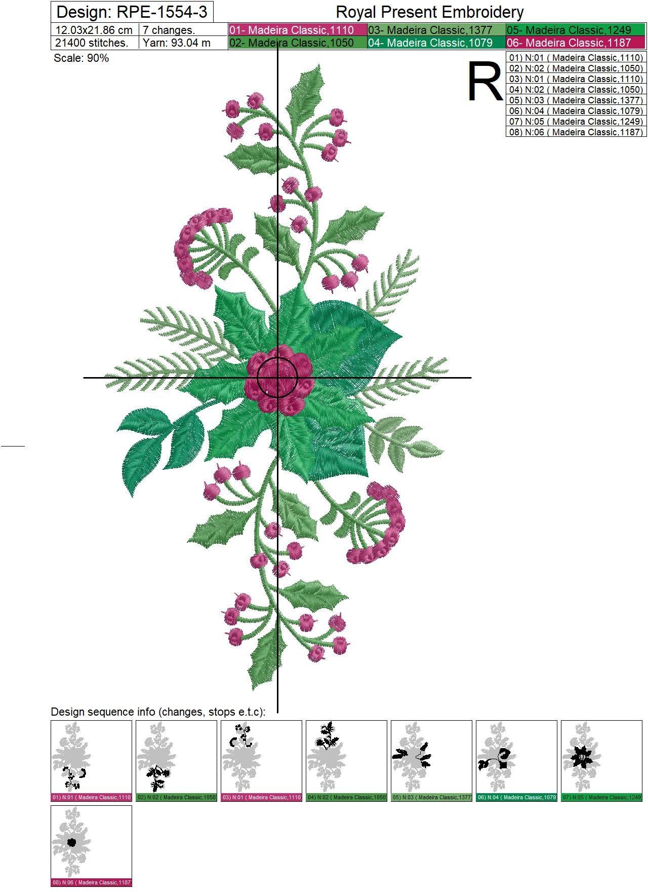Christmas Bouquets Machine Embroidery Designs - 3 sizes