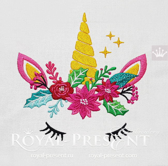 Christmas Unicorn Embroidery Design - 5 sizes