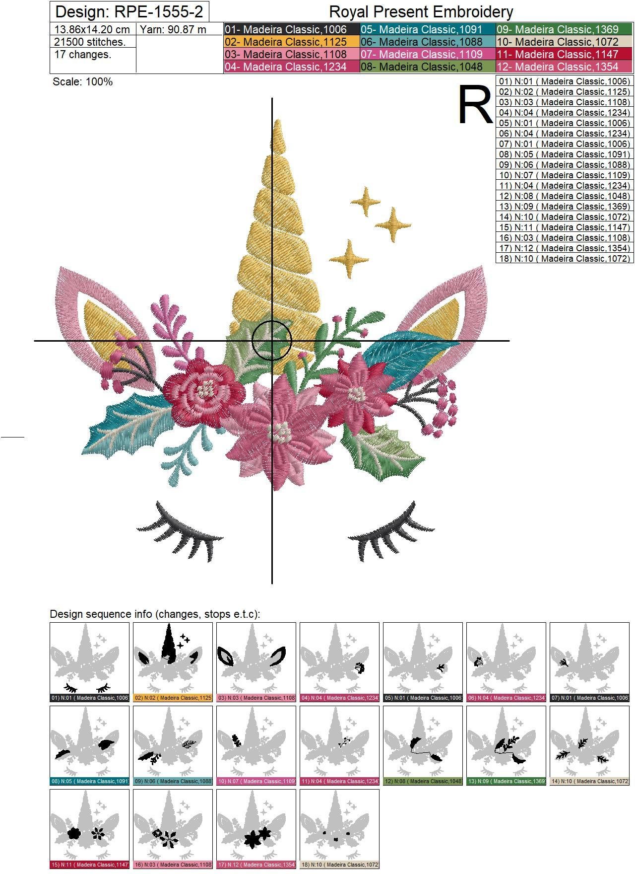 Christmas Unicorn Embroidery Design - 5 sizes