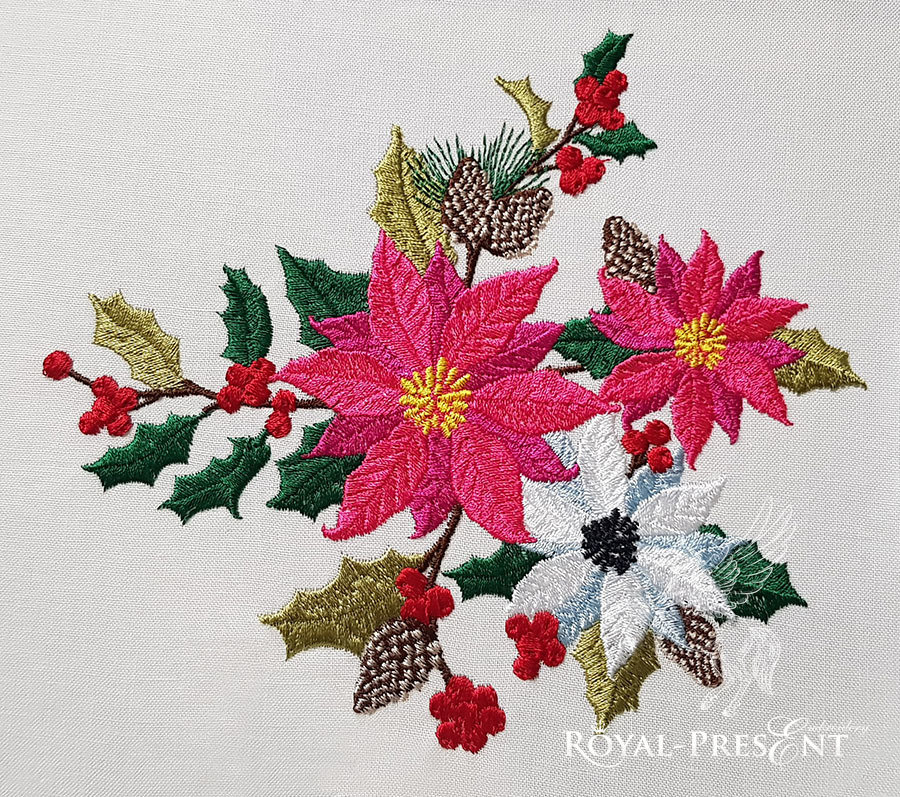 Winter floral bouquet Embroidery Design - 4 sizes