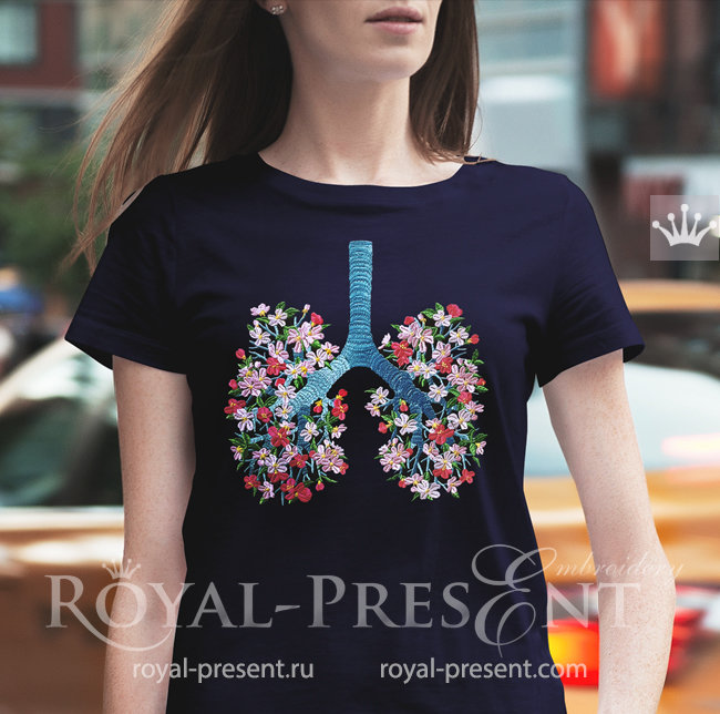 Floral Human Lungs Machine Embroidery Design - 4 sizes RPE-1574