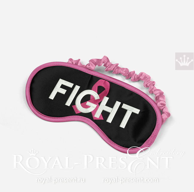 Free Pink Ribbon Sleep Mask ITH Machine Embroidery Design RPE-1592