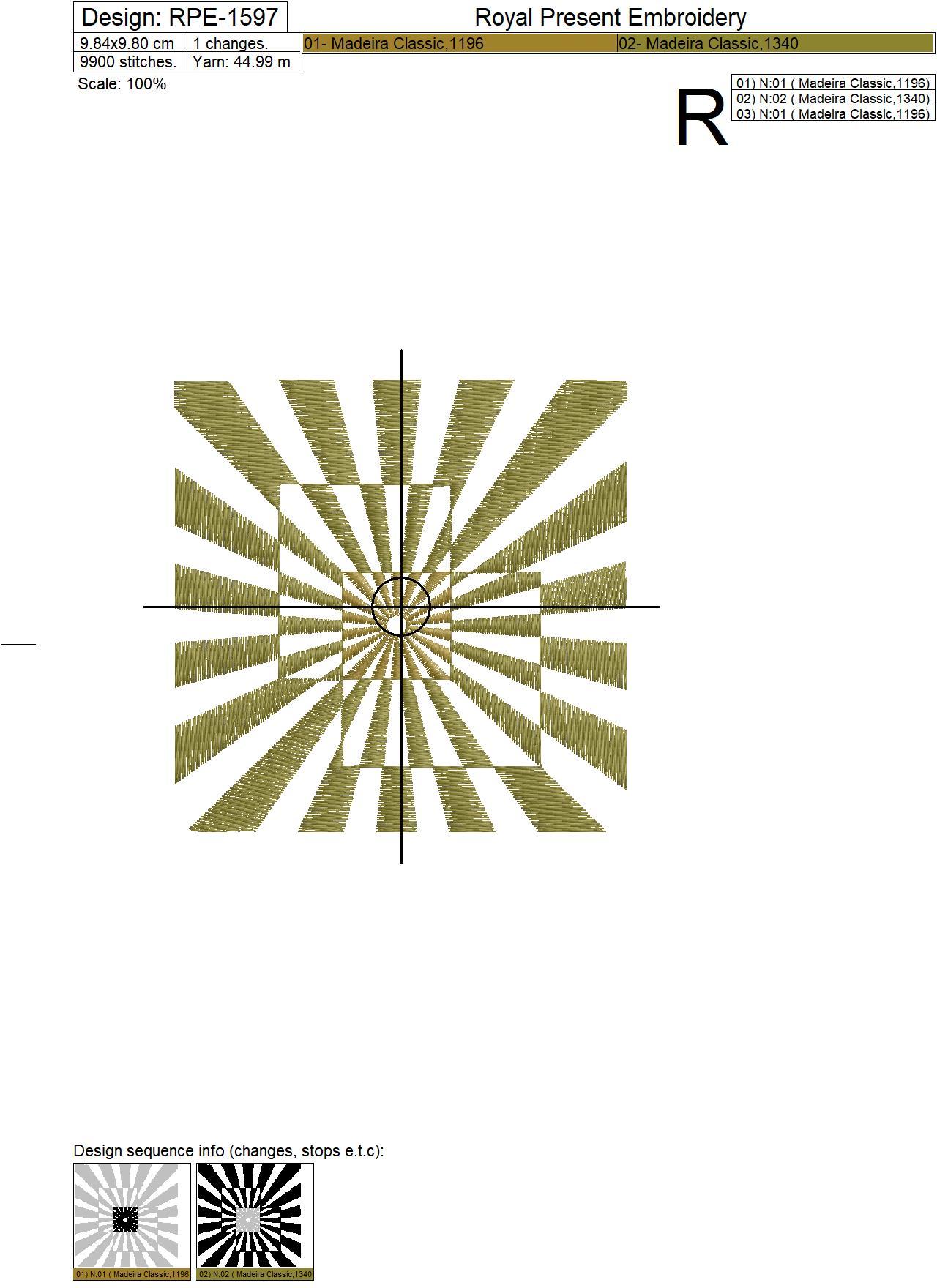 Optical illusion Machine Embroidery Design - 5 sizes