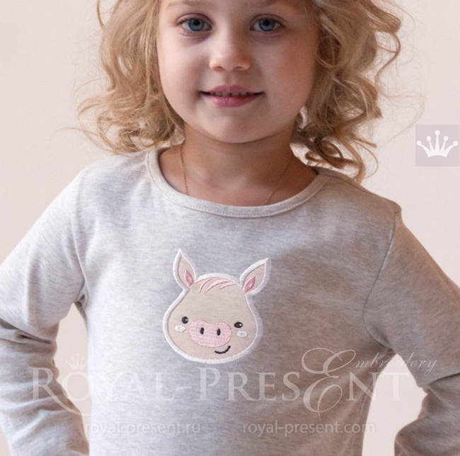 Piglet Applique machine embroidery design RPE-1598