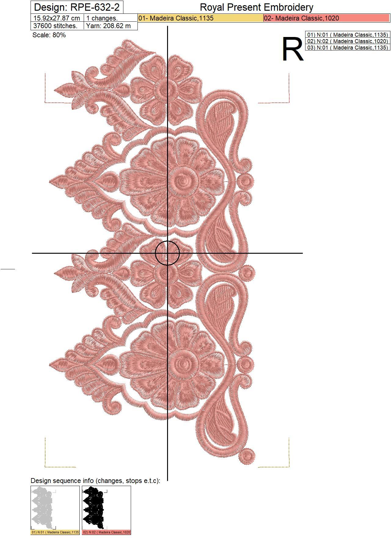 Machine Embroidery Design Indian Pink Lace border