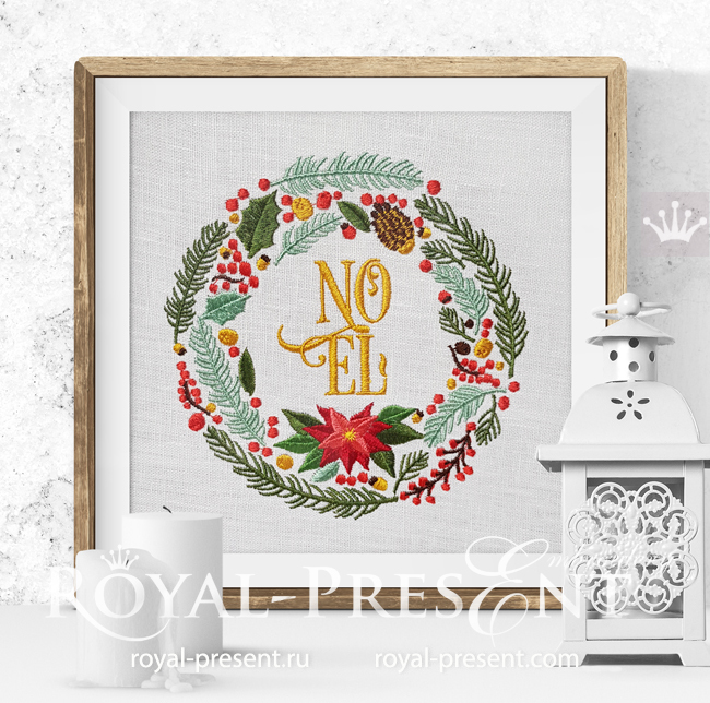 Christmas Wreath with NOEL Inscription embroidery design - 5 sizes RPE-1604