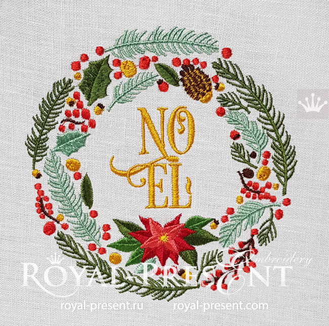 Christmas Wreath with NOEL Inscription embroidery design - 5 sizes
