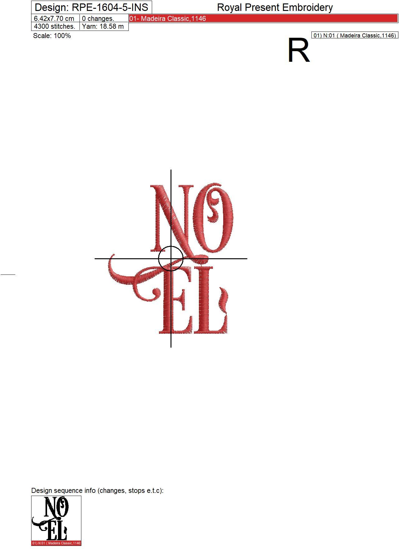 Christmas Wreath with NOEL Inscription embroidery design - 5 sizes