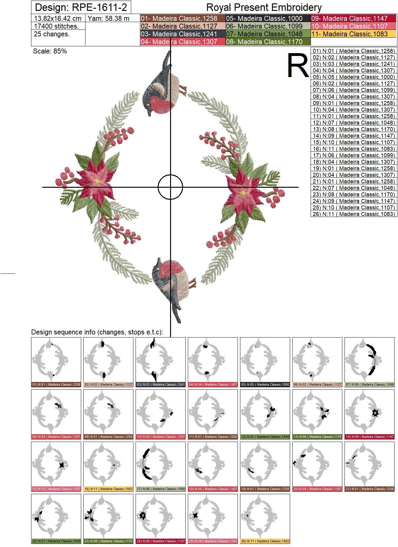Winter Wreath embroidery design - 4 sizes