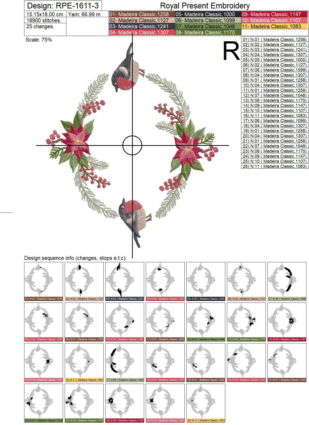 Winter Wreath embroidery design - 4 sizes