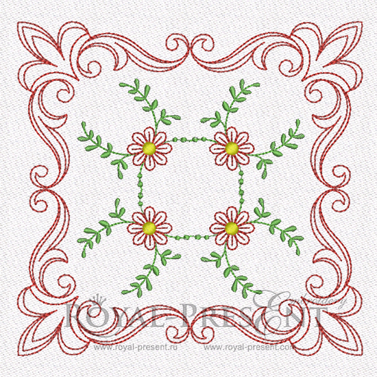 Machine Embroidery Design - Flower Quilt Block #3 RPE-840-02