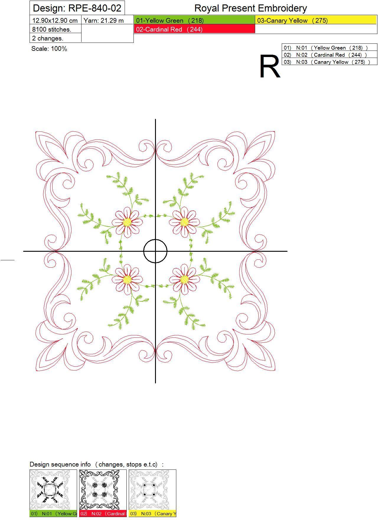 Machine Embroidery Design - Flower Quilt Block #3