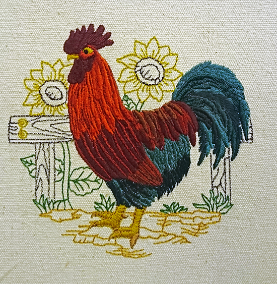 Machine Embroidery Design Circular Rooster