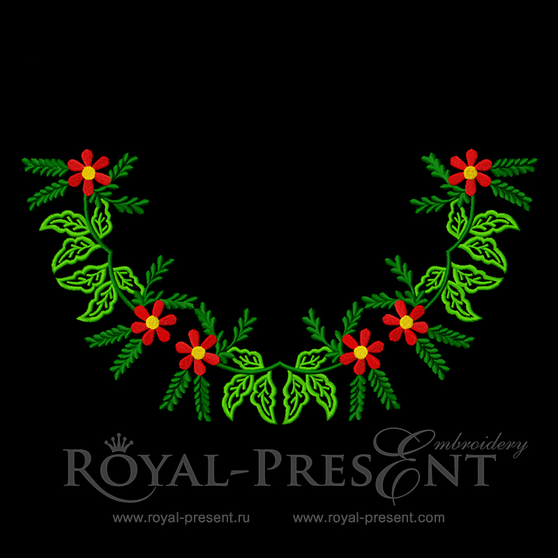 Machine Embroidery Design Floral Neckline
