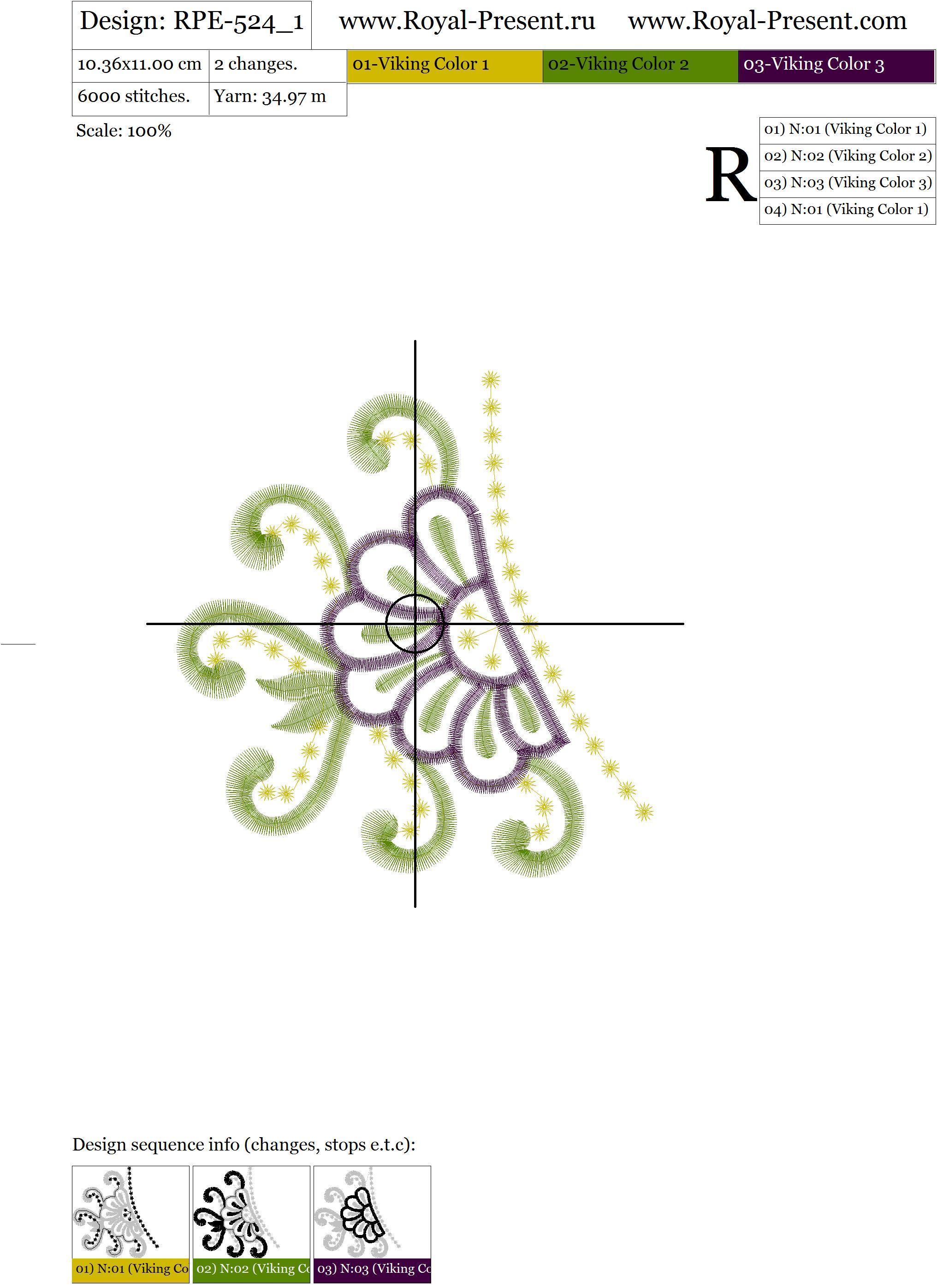 Machine Embroidery Design Green Neckline