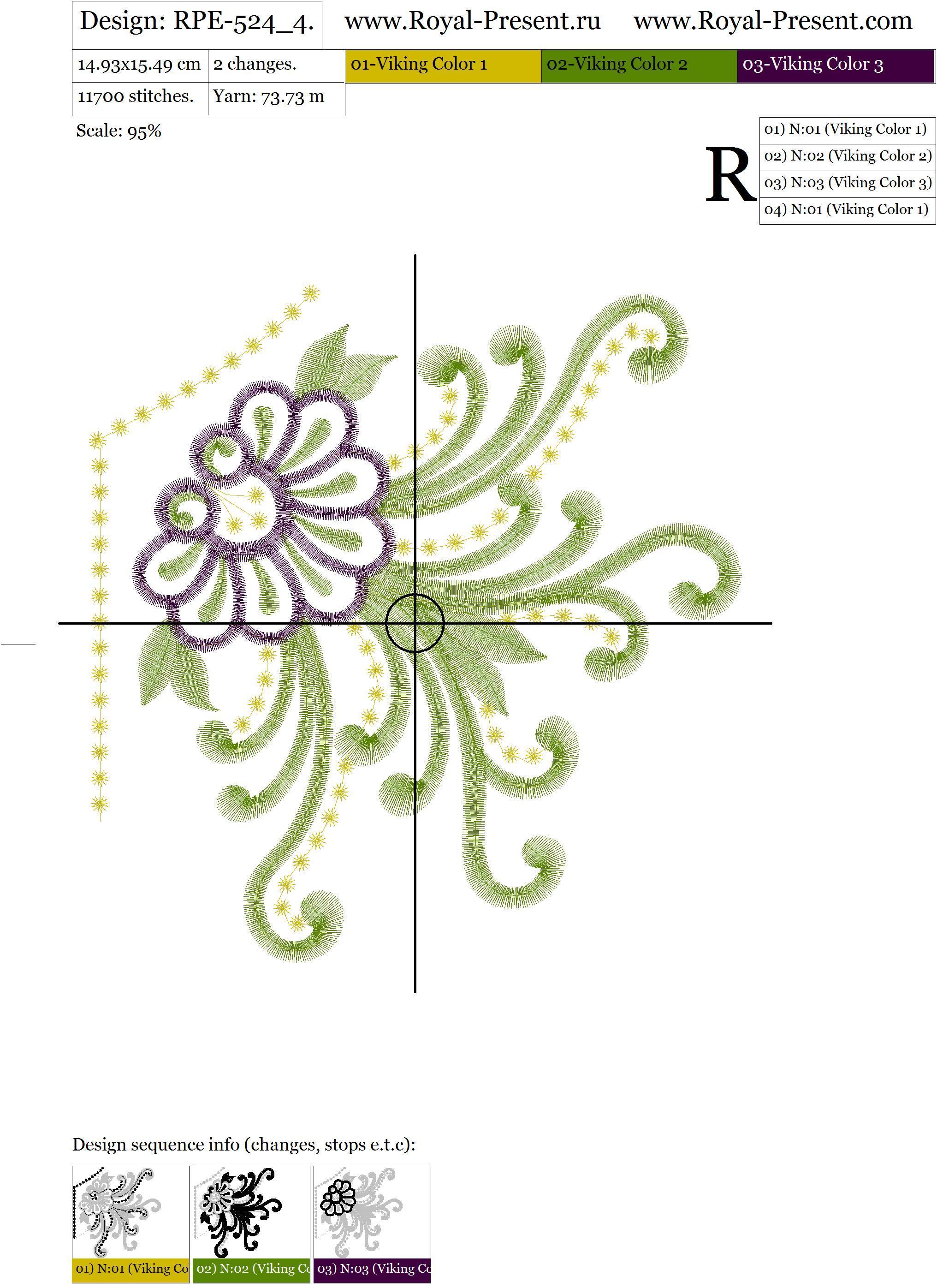 Machine Embroidery Design Green Neckline