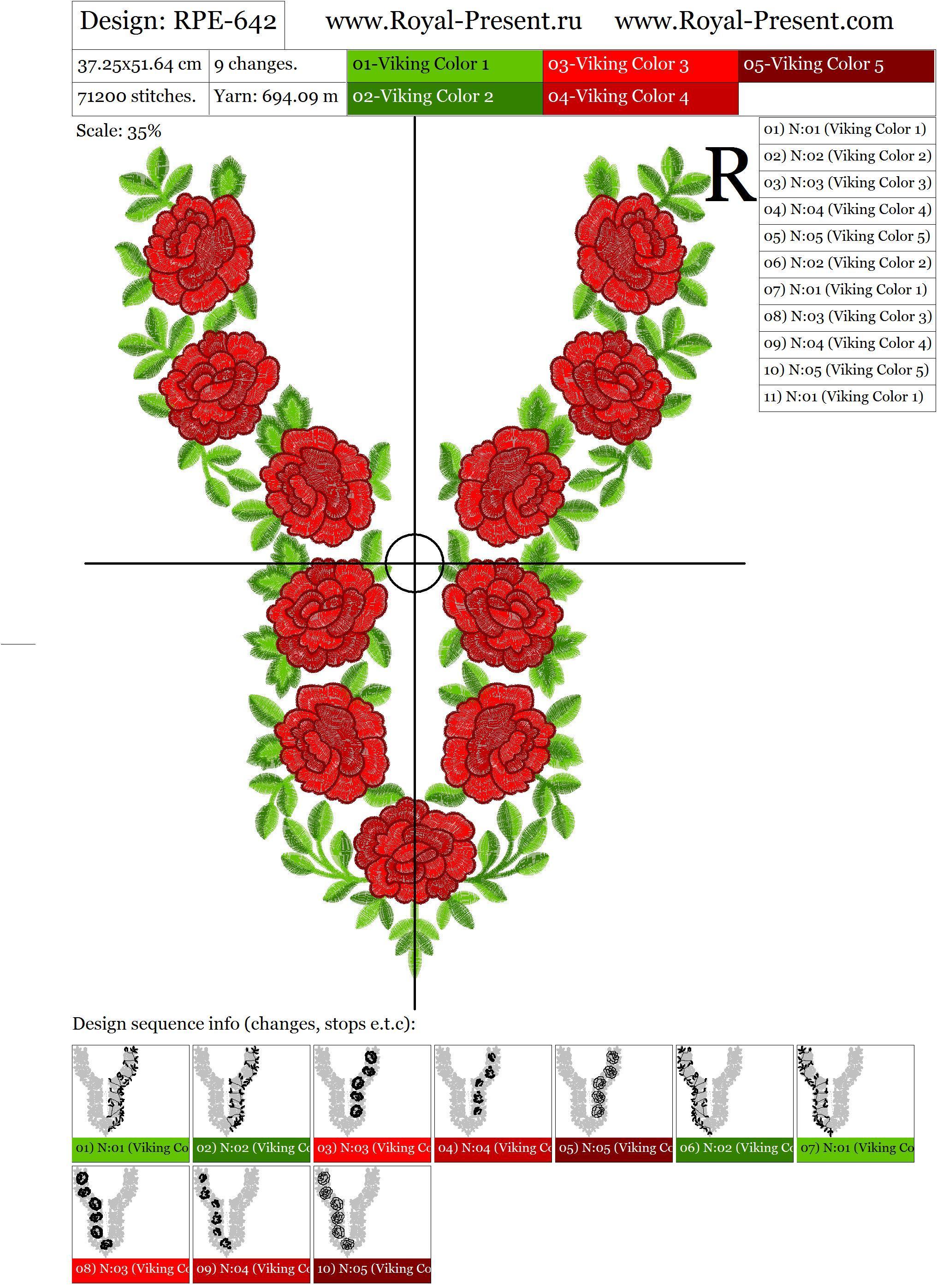 Machine Embroidery Design Neckline with roses