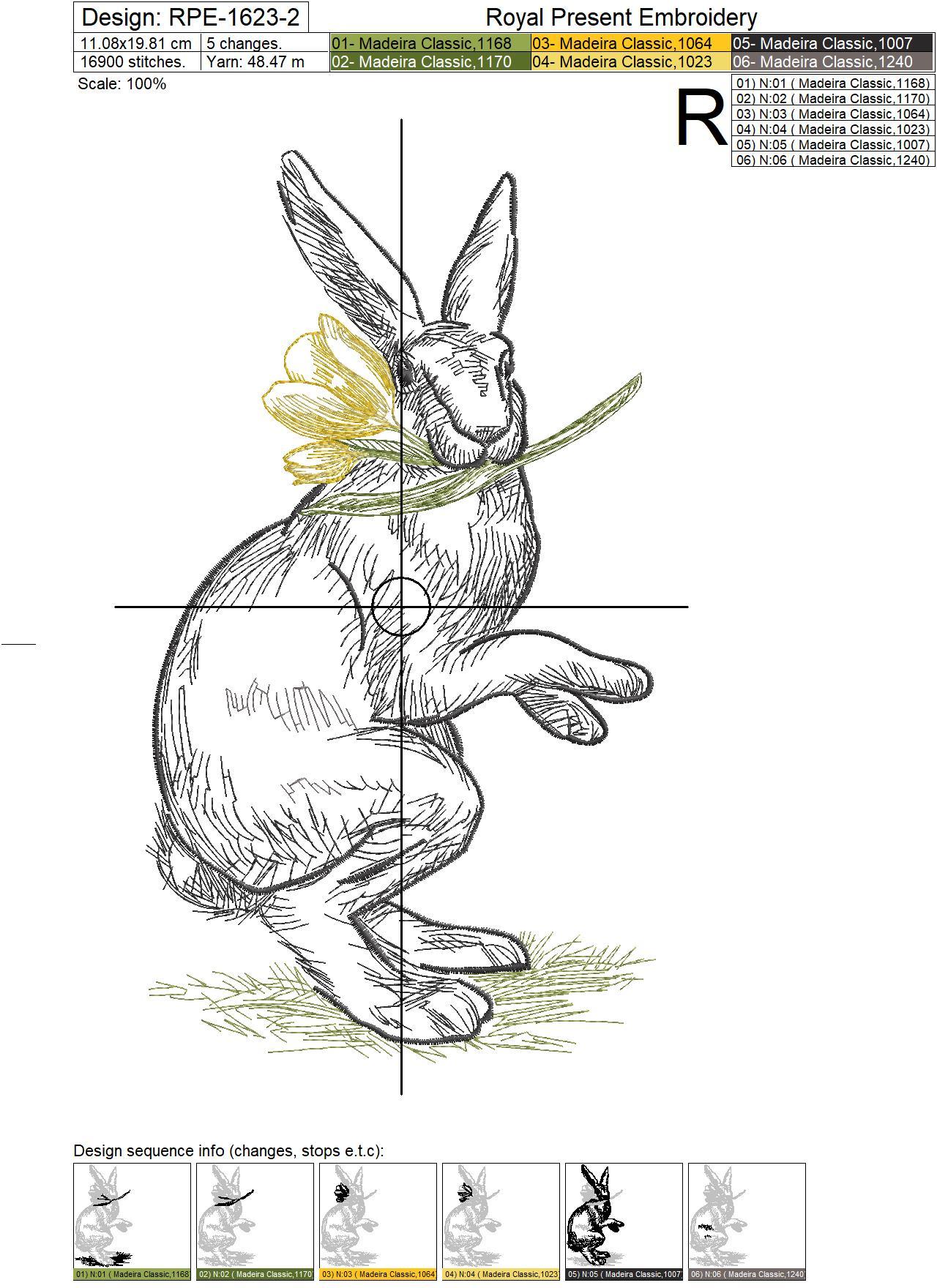 Easter Bunny Machine Embroidery Design - 7 sizes