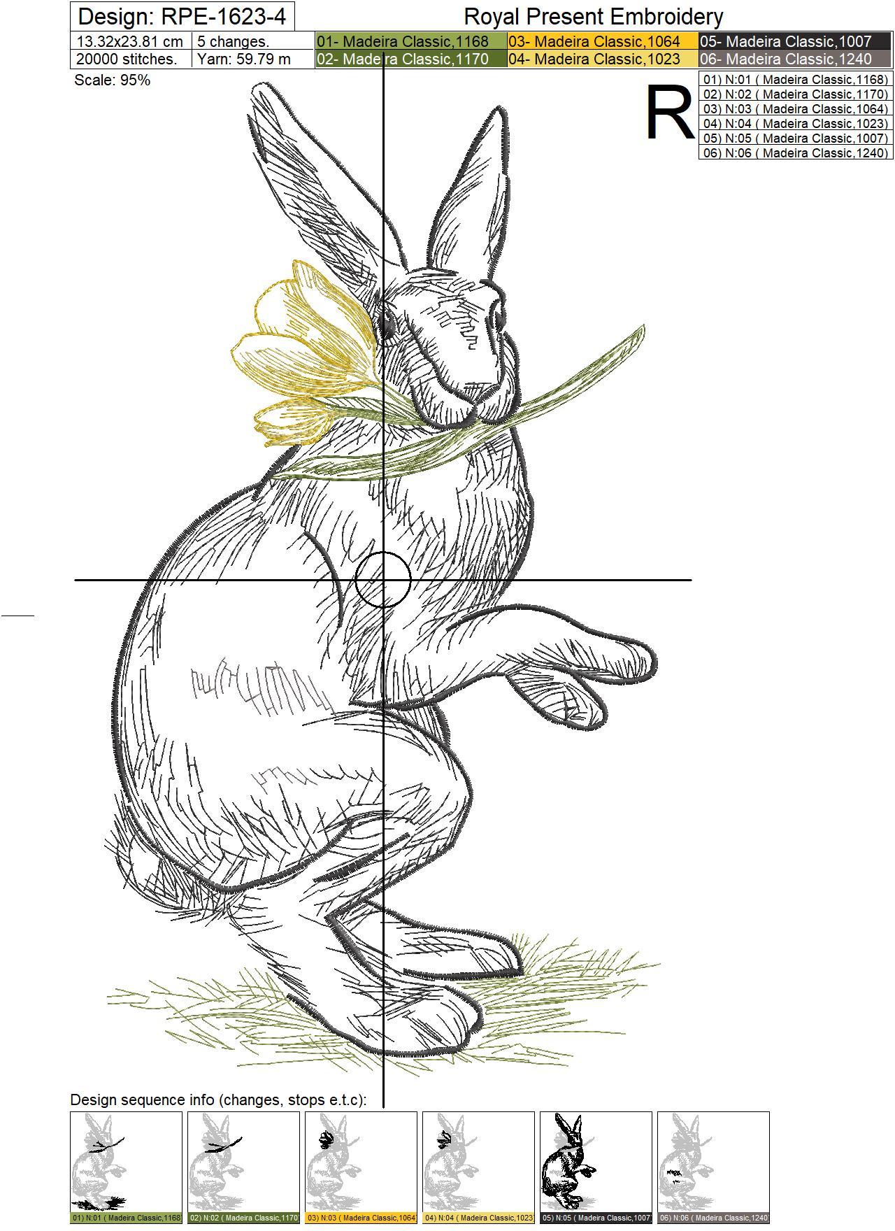 Easter Bunny Machine Embroidery Design - 7 sizes