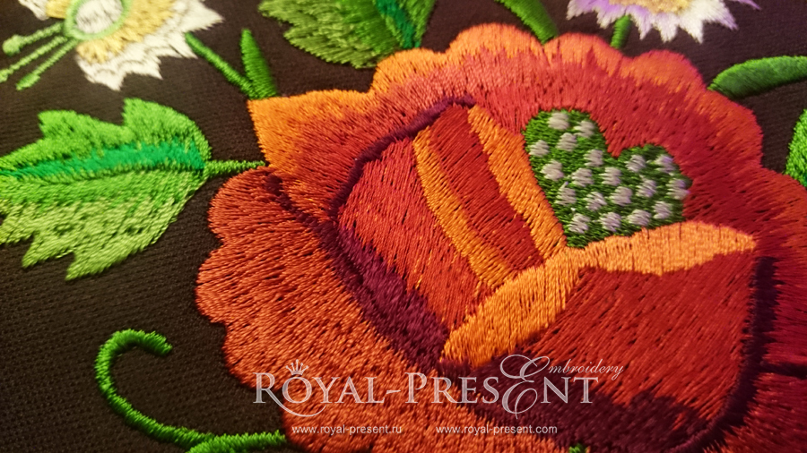 3 Machine Embroidery Designs Beautiful Folk Roses