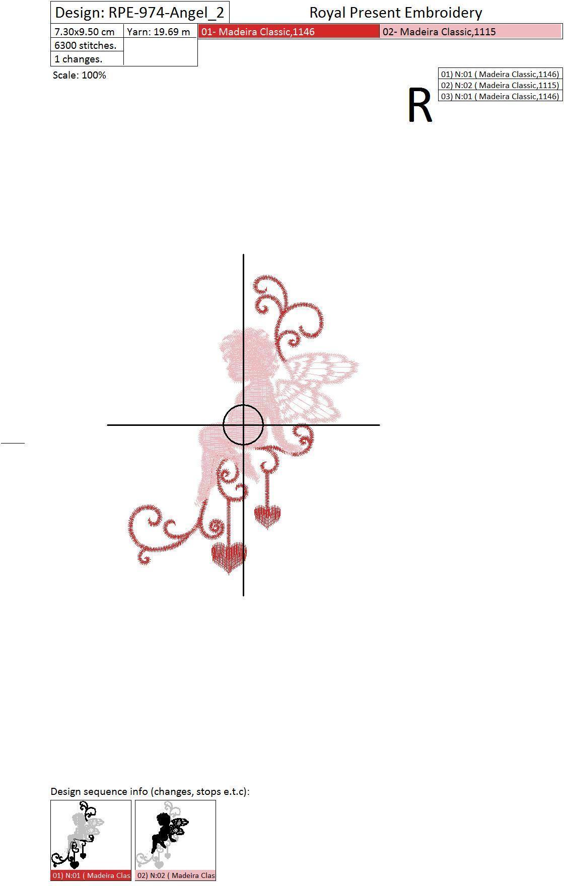 4 Machine Embroidery Designs Elements for Valentines day with Angels