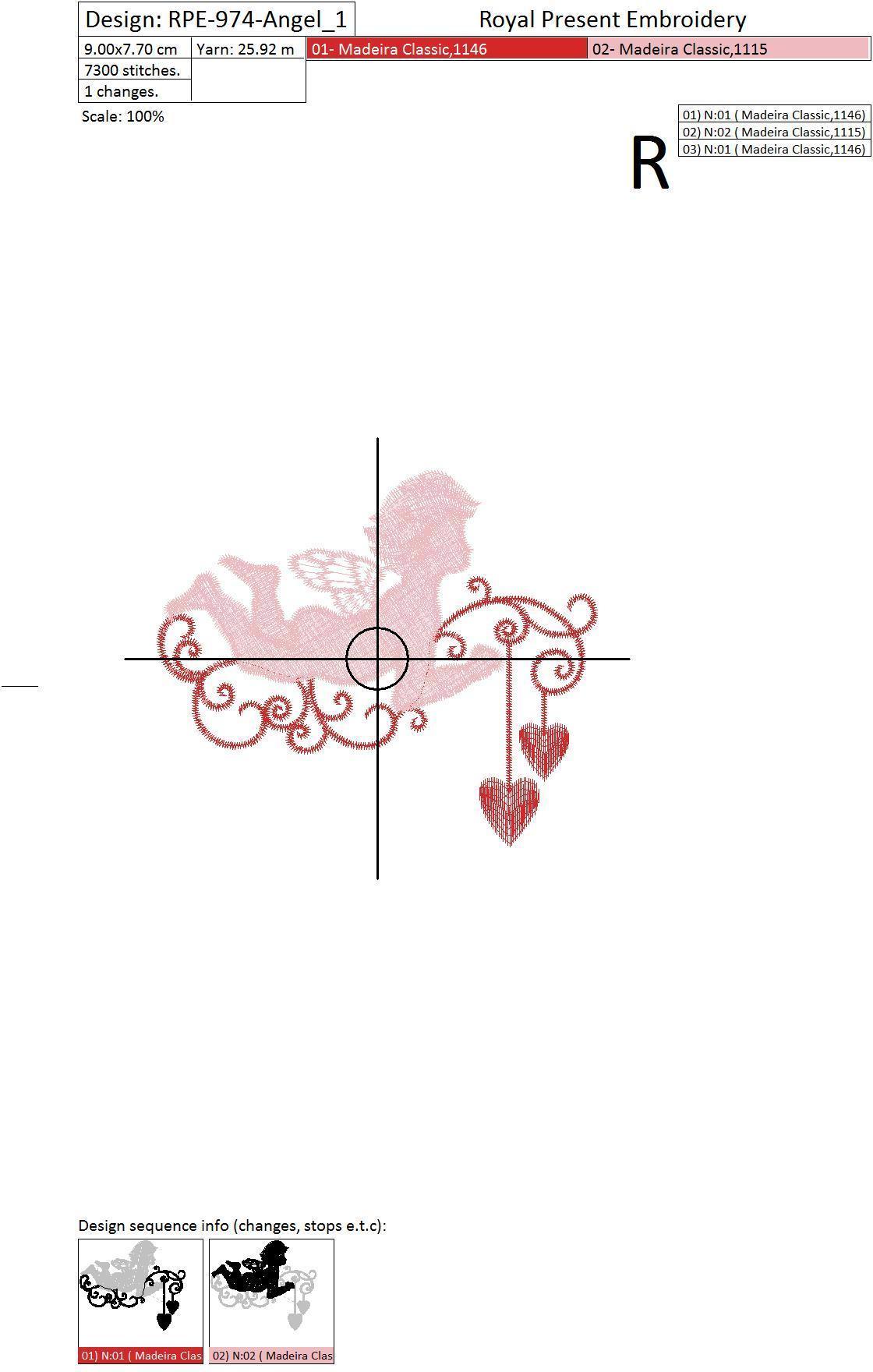 4 Machine Embroidery Designs Elements for Valentines day with Angels