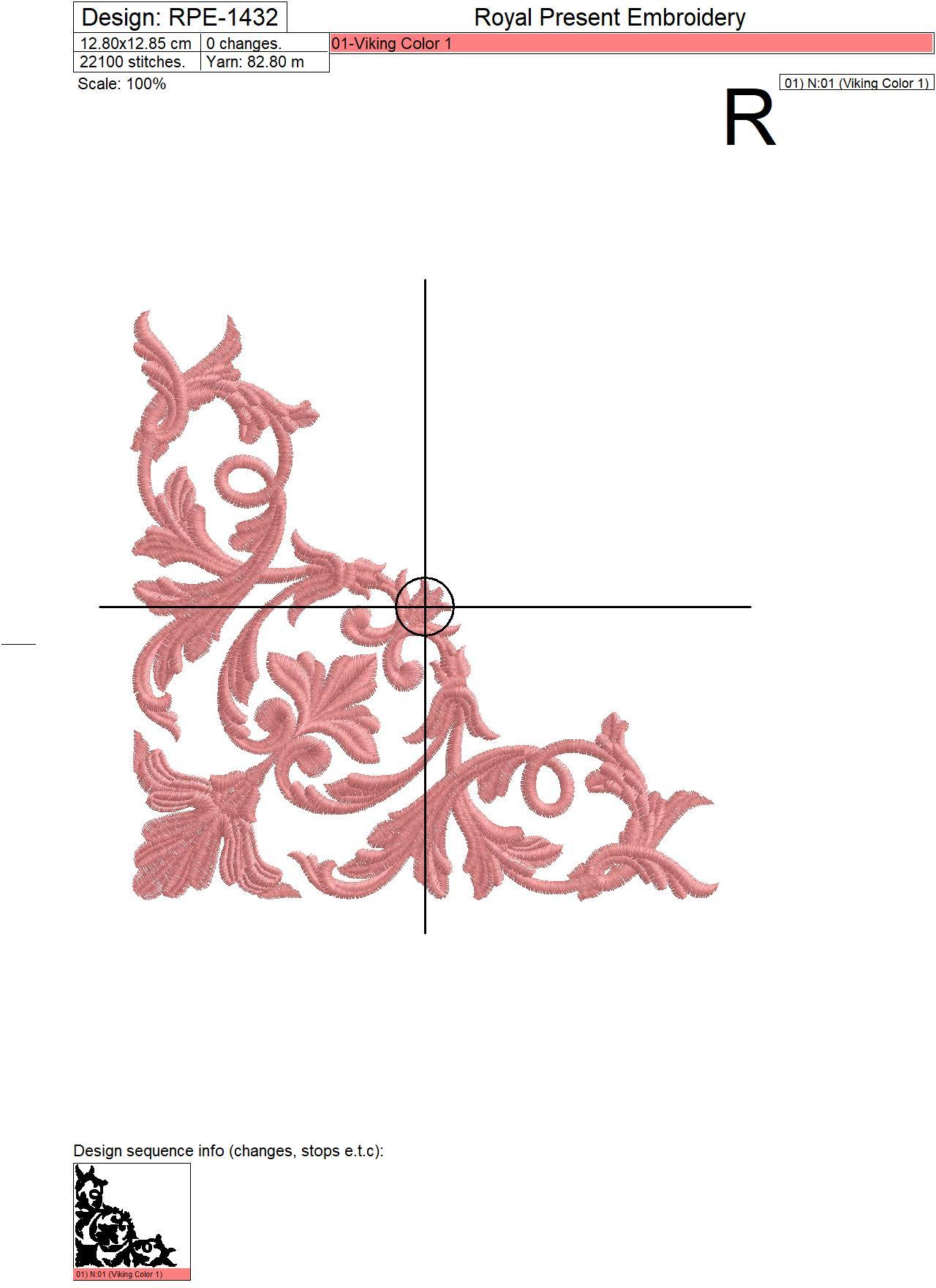 Antique Acanthus machine embroidery design - 4 sizes