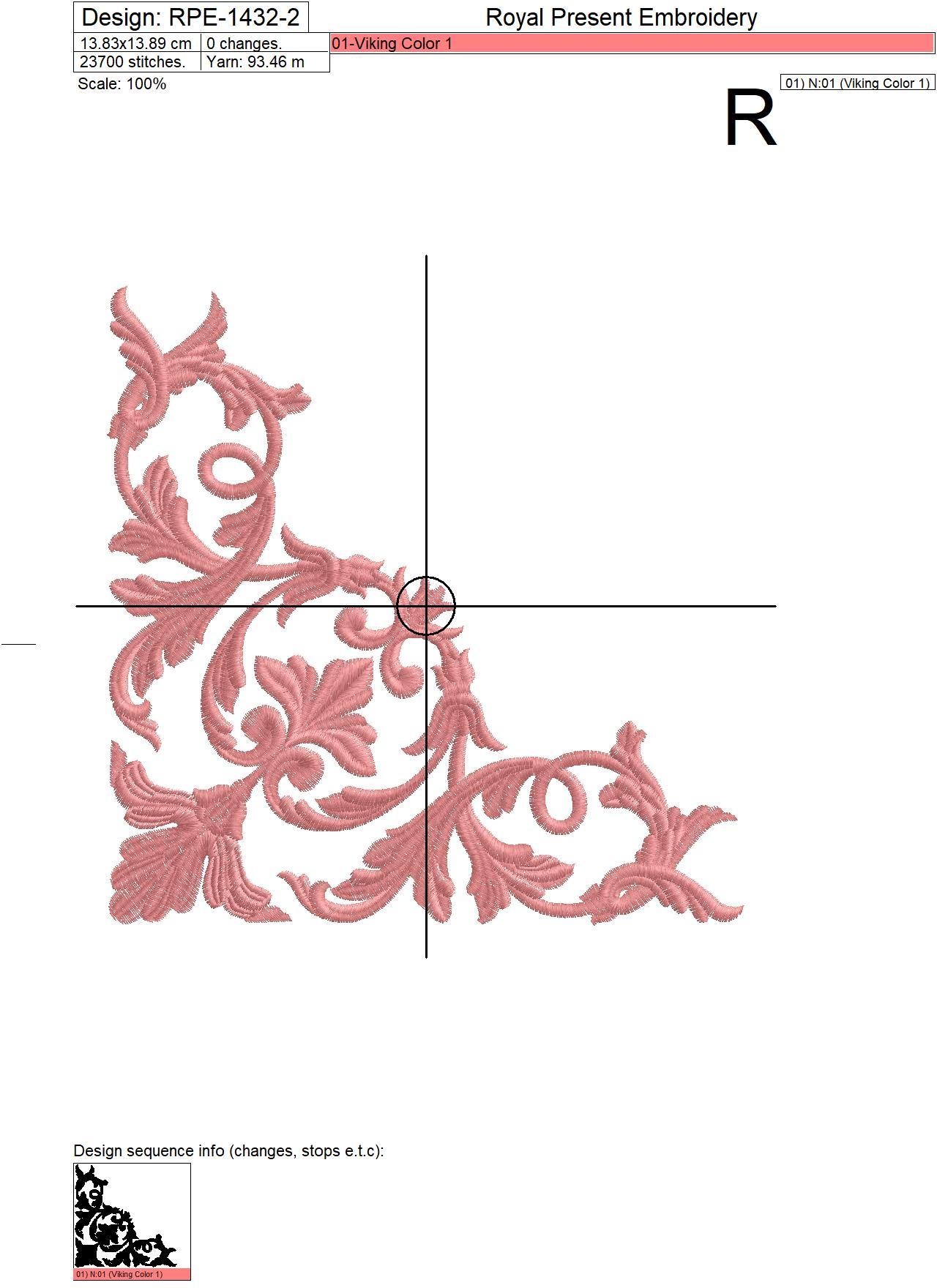 Antique Acanthus machine embroidery design - 4 sizes