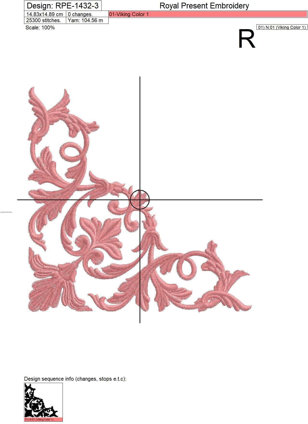Antique Acanthus machine embroidery design - 4 sizes