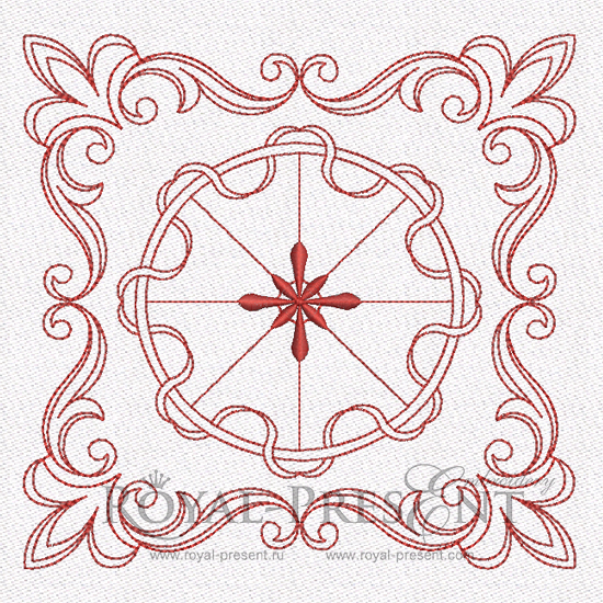 RedWork Quilt Block Machine Embroidery Design RPE-841-02