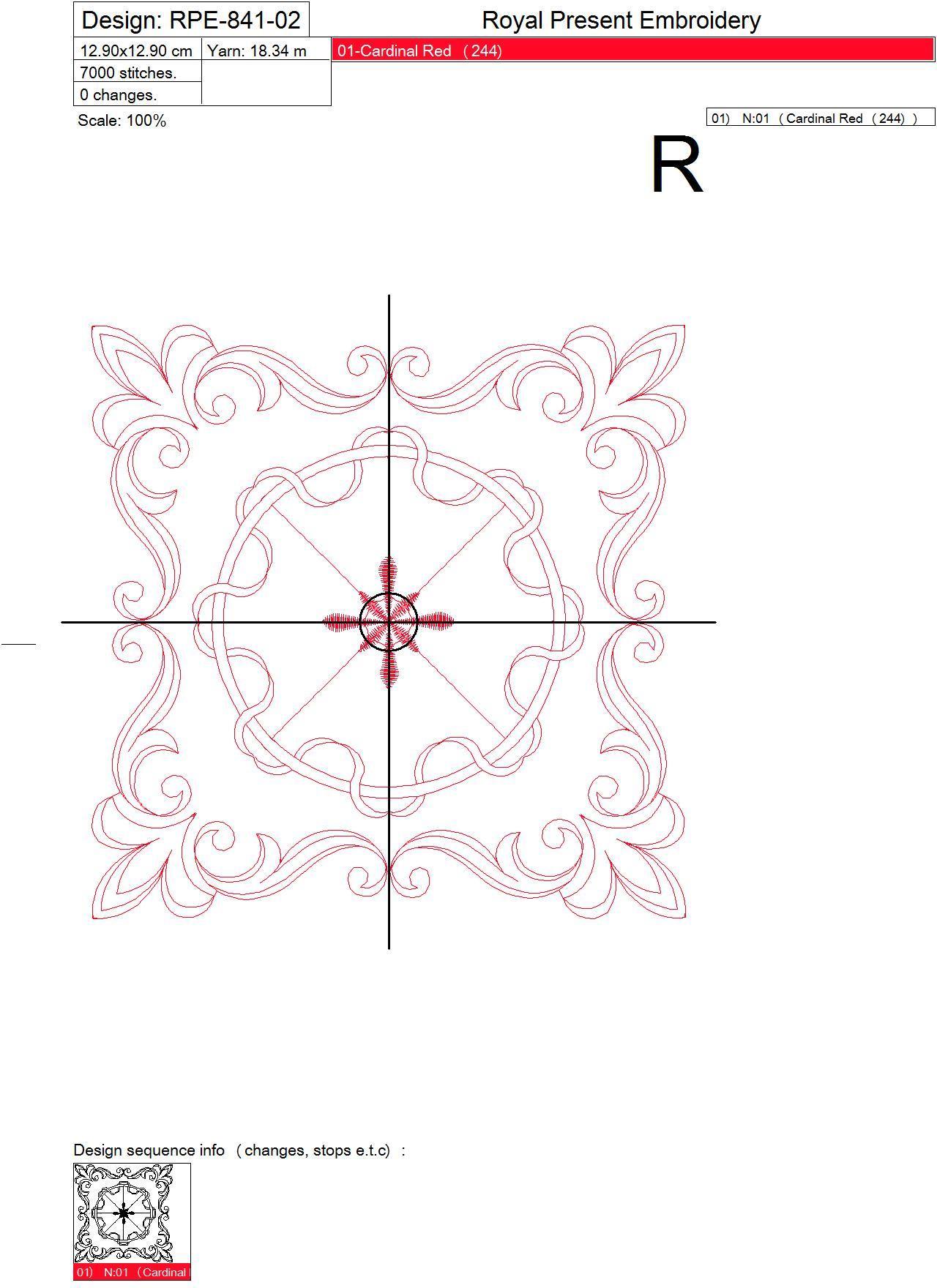 RedWork Quilt Block Machine Embroidery Design