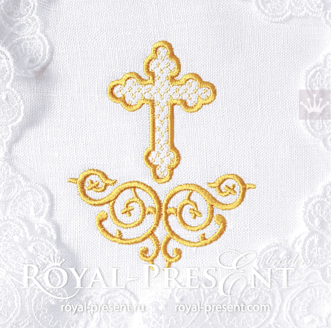 Christian Cross with Decor Machine embroidery design - 2 sizes RPE-1619