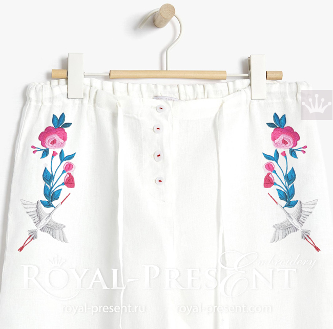 Japanese Crane Embroidery Design - 3 sizes RPE-1558