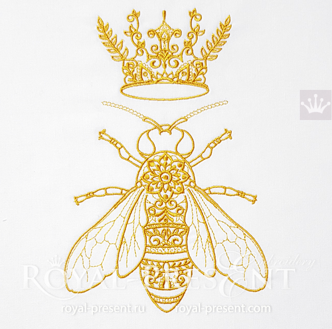 Queen Bee Embroidery Design - 5 sizes RPE-1639